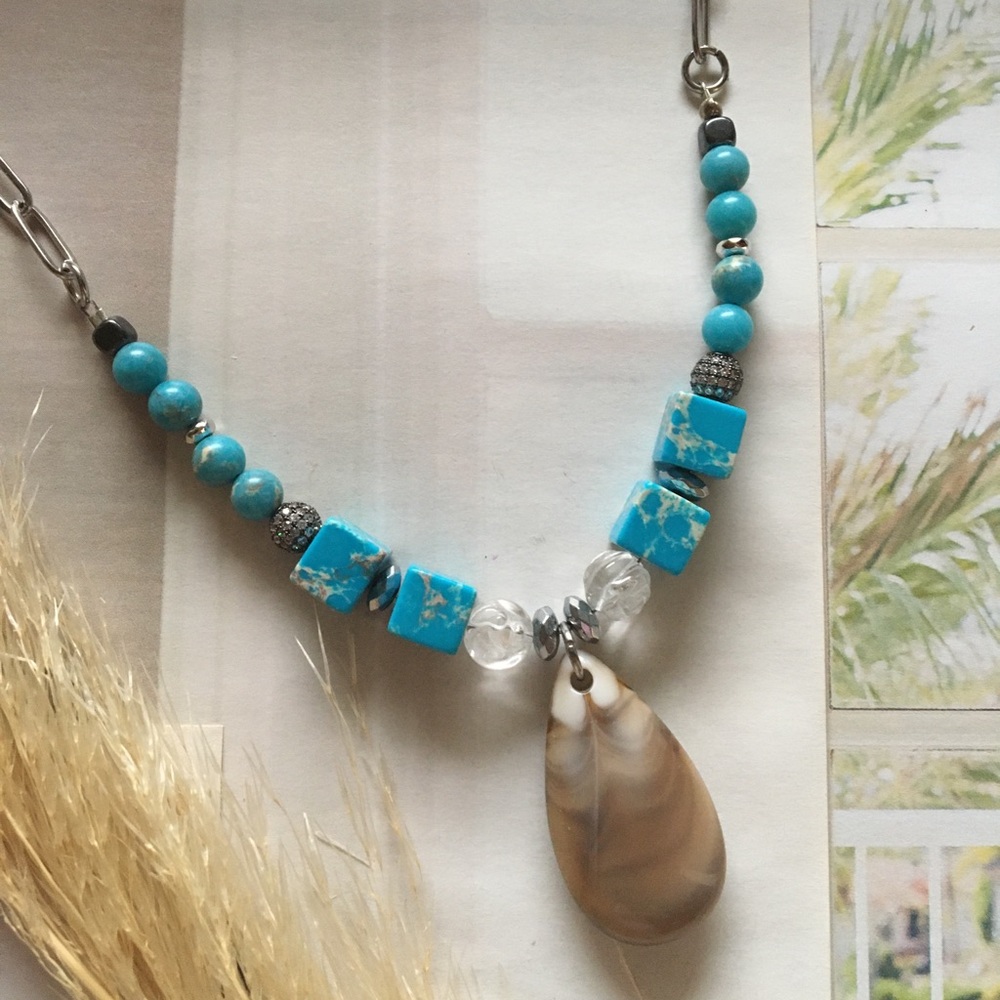 Handmade necklace blue